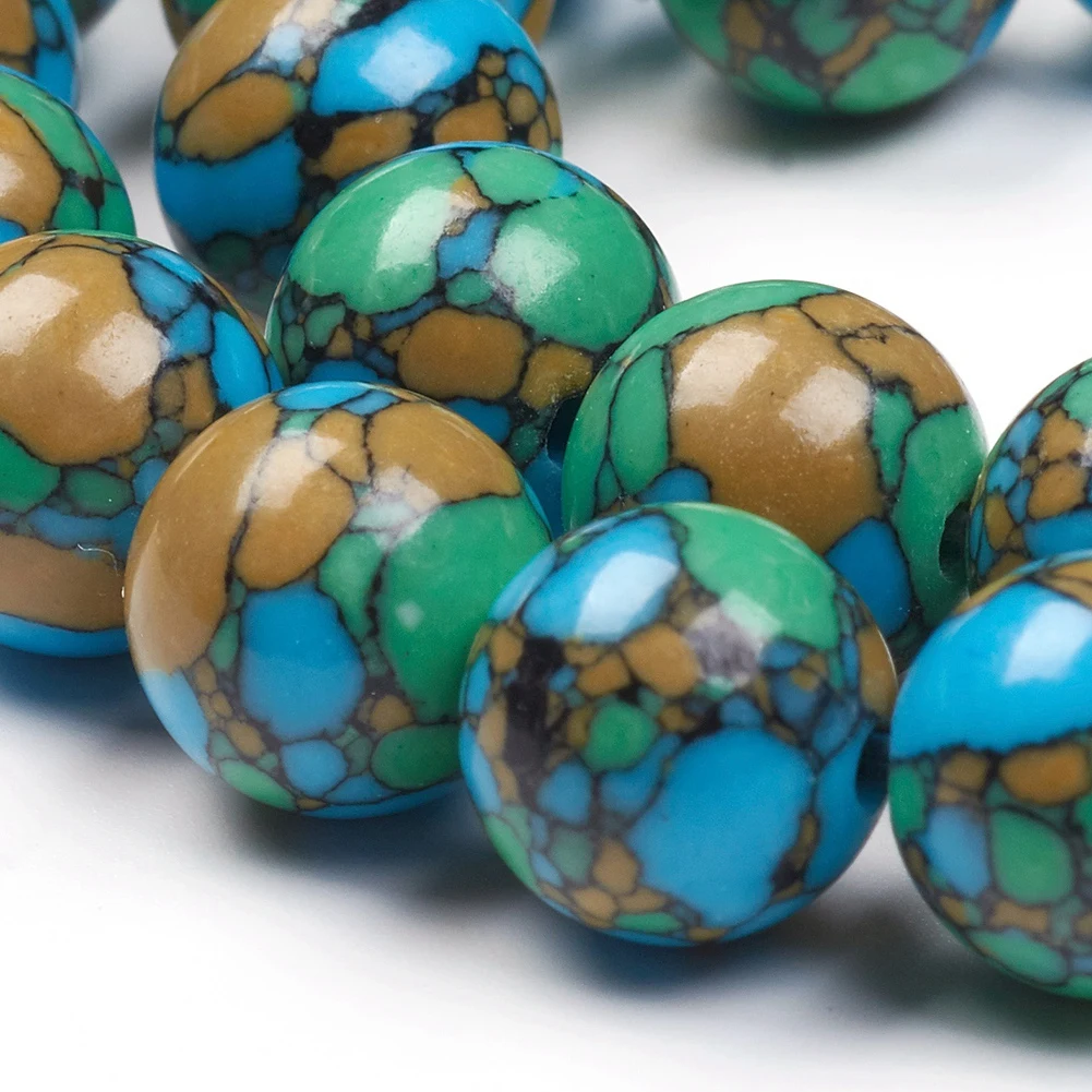 

PandaHall 4mm Dyed Round Colorful Synthetic Turquoise Beads