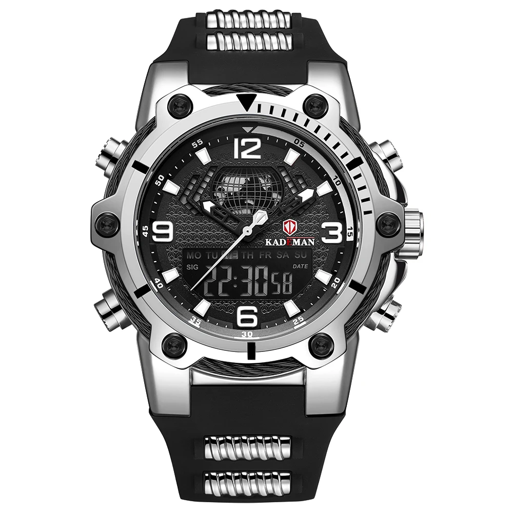 

New Design Luxury Brand Classic Men's Alarm Clock Calendar Multifunctional Sports Waterproof Rubber Strap Wrist Watch Mirar, 5 colors