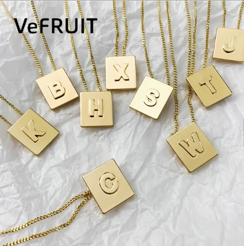 

VeFruit 26 Letters Necklace 18K gold plated jewelry necklace letter necklace old English pendant ins initial jewelry