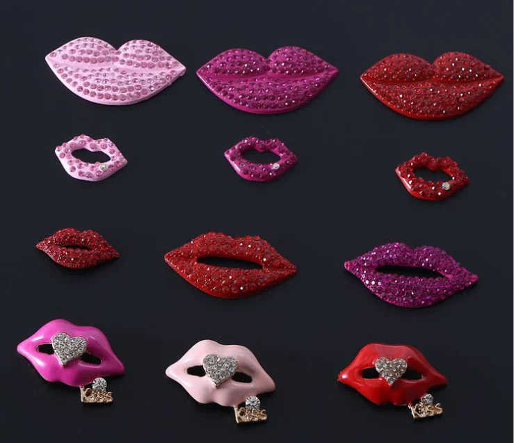 

fashion lady costume jewelry accessories various color enamel charms lips lipstick decoration costume phone case accessories