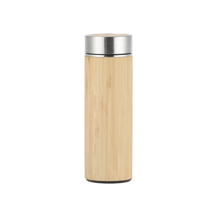 

350 ml Amazon Hot Selling Bamboo Shell Stainless Steel Bottle Double Wall Tea Mug with Tea Infuser and Custom Logo, Classic color
