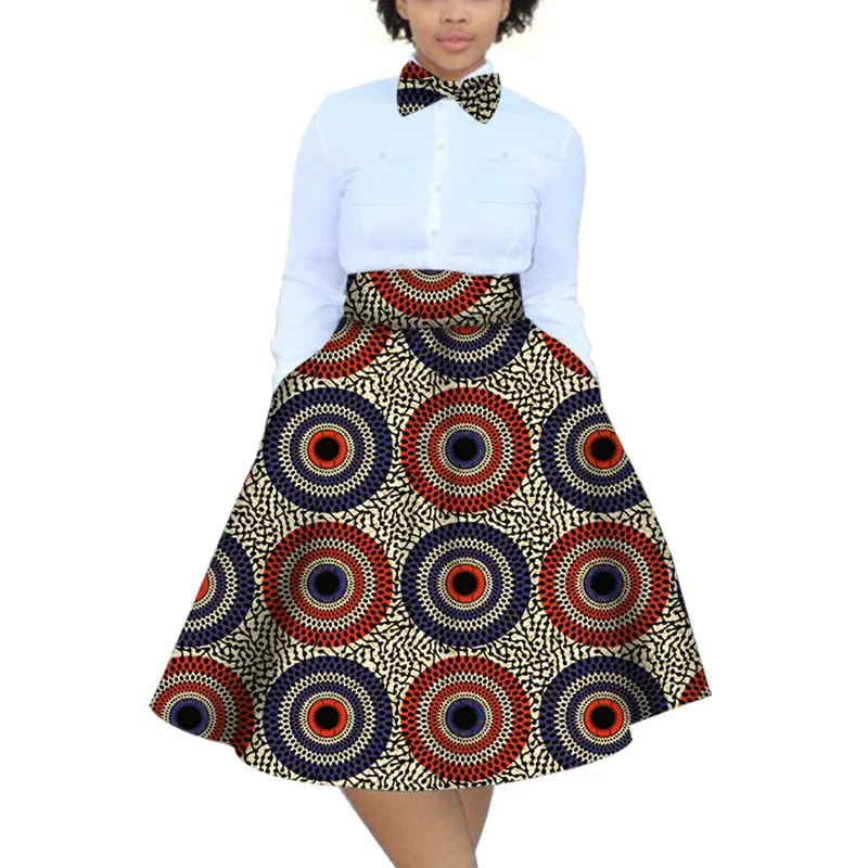 

African Ruffles Sleeve Print Tops and Skirt Sets for Women Bazin Riche African Clothing 2 Pieces Customize Dashiki Skirts Sets
