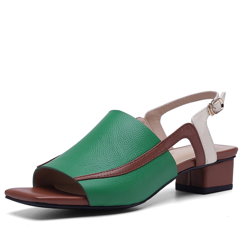 

Women Genuine Leather Sandals Black Green Gladiator Sandals Mix Color Party Wedding Shoes Summer Shoes Woman Sandalia Feminina