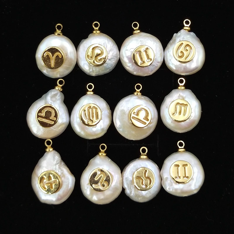 

Natural white baroque pendant The signs Zodiac style cz micro freshwater button pearls price designs real pearl jewelry, Multi
