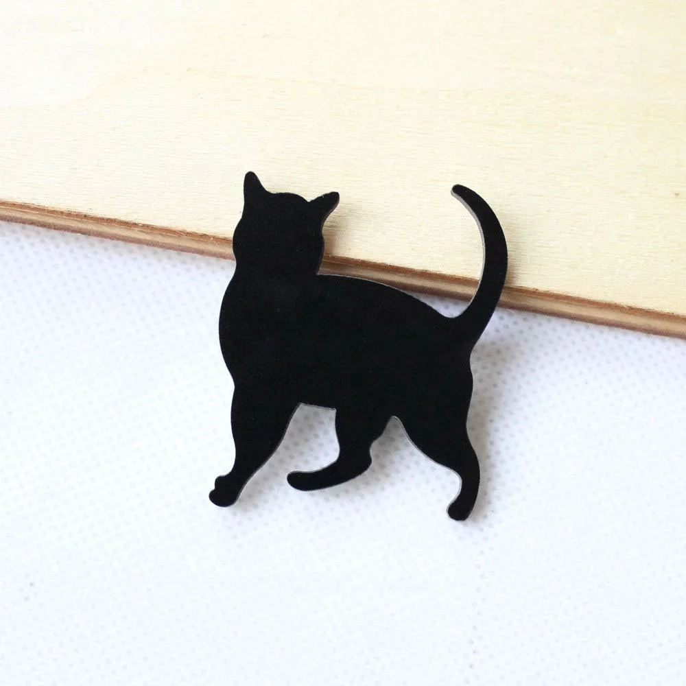 

AC1137A 2inches 50mm Acrylic Cat Brooch (NO Pin) Cutout Halloween Cat Black Party Scrapbook Brooch