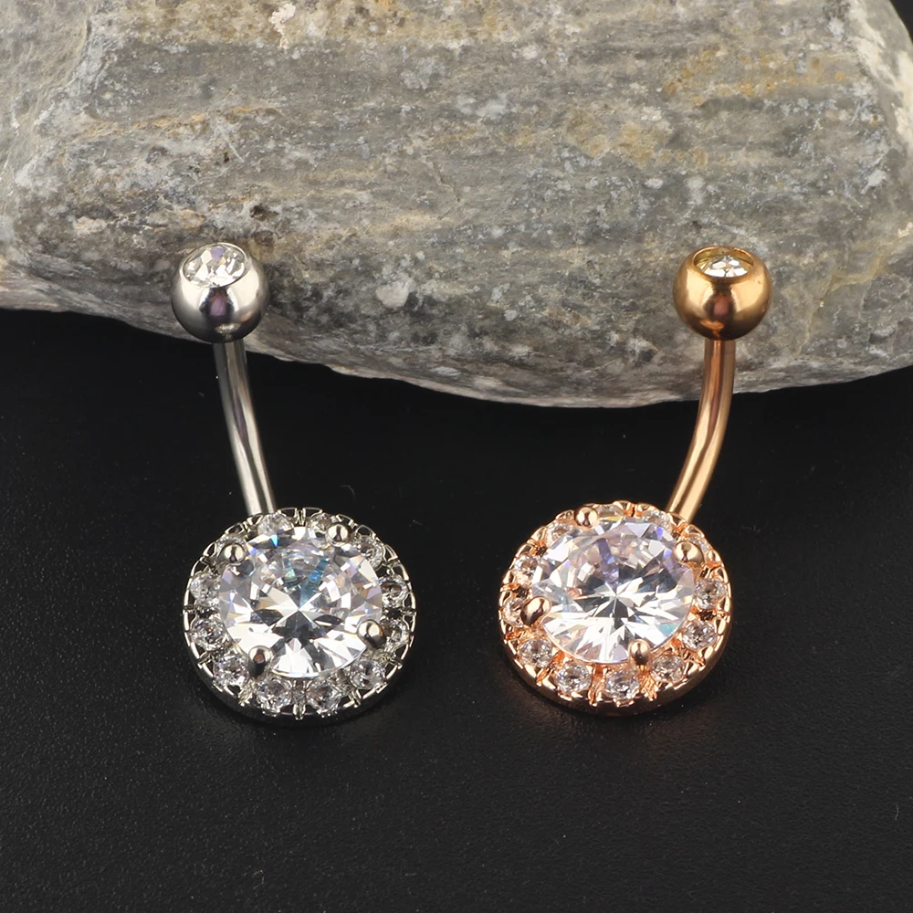 Stainless Crystal Belly Button Rings Navel Body Jewelry For Women