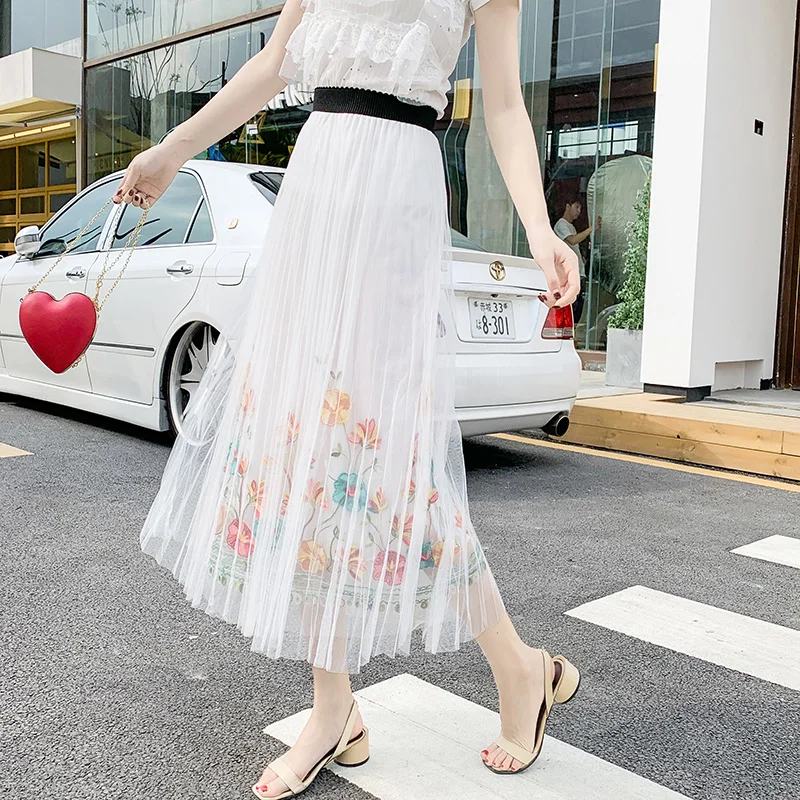 

Hot Selling Ladies Skirts Long Printed A-line Skirt