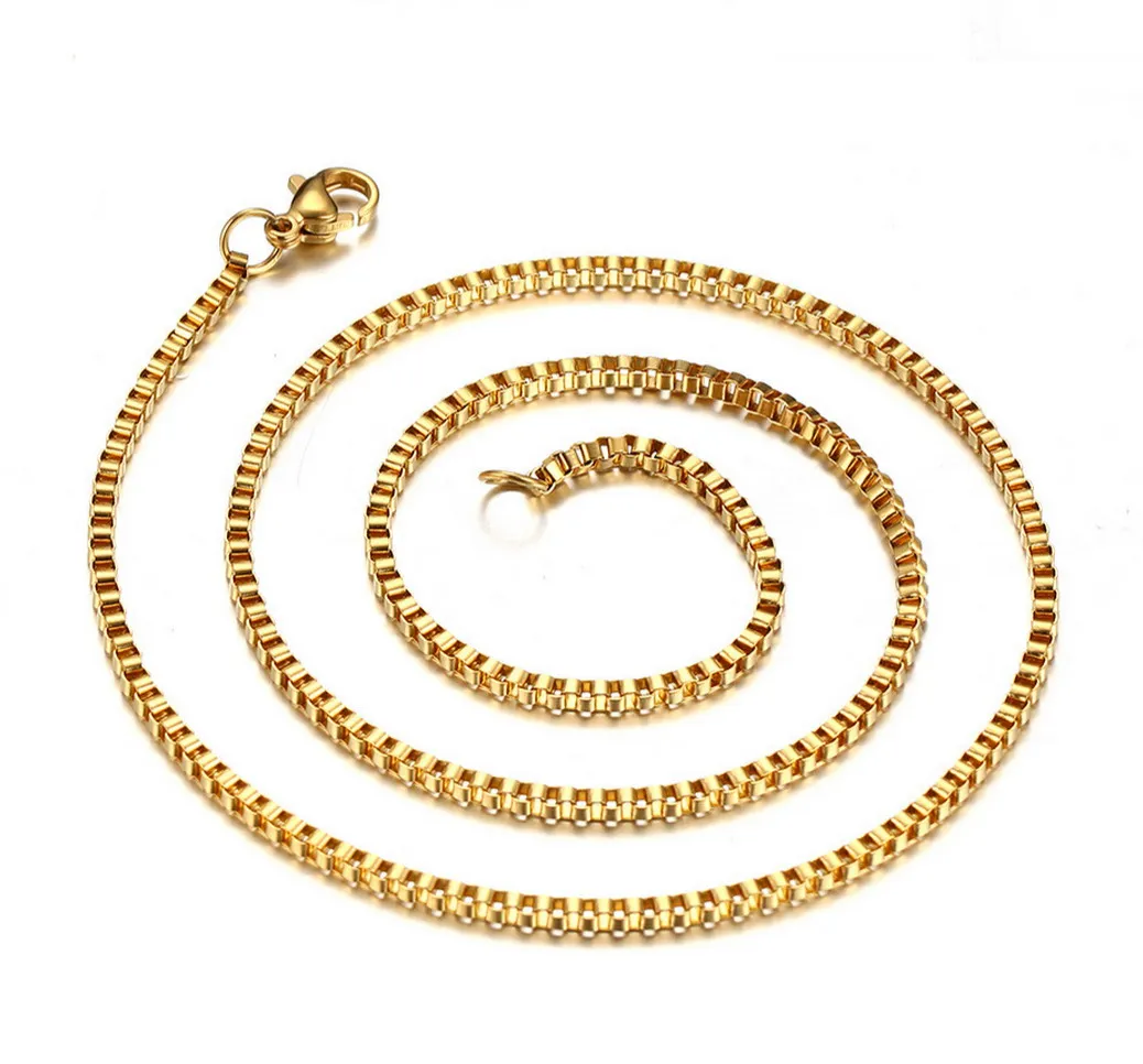 

Wholesale Cheap High Quality Stainless Steel 2mm 3mm 4mm Size Gold Box Chain Necklace for Jewelry Making, Silver and gold