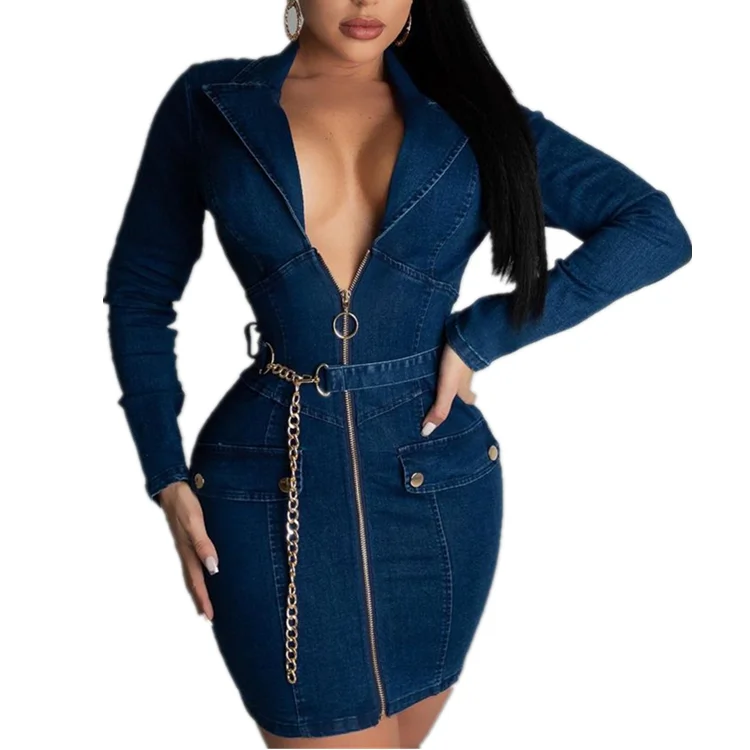 

Factory Wholesale trending dresses jean dresses denim women LN_3248