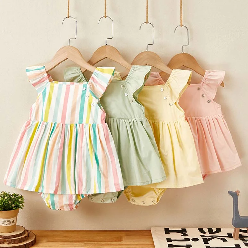 

Boutique new baby stripe princess dress cotton girl summer dress rainbow baby skirt summer tutu romper dresses, Custmoized colors