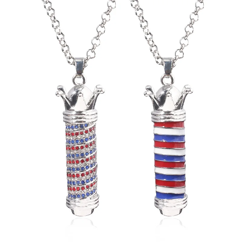 

Hip Hop Rotating Light Barbershop Decoration Pendent Necklace