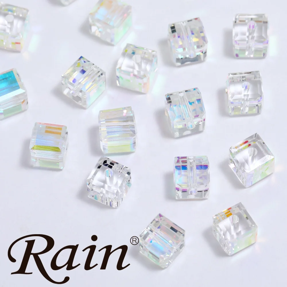 

Rain Square Cube Flat Back Glasses Crystal Glass Rhinestones For Cloth DIY Crafts Nail Art Decoration Jewelry Making