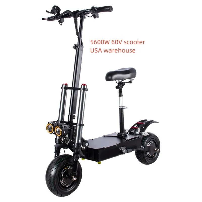 

USA EU Stock 80KM 5600W Powerful Electrical Scooter Dual Motor Foldable 11Inch E Scooters 85km/h Fat Tire Off Road Electric Scoo