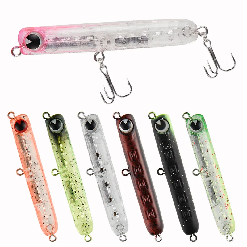 

Janpense new 1pcs 60mm 4.8g Sinking Micro-object Pencil Twisted Mouth Bronze Lure hot 9 colors 3D eyes pencil lure