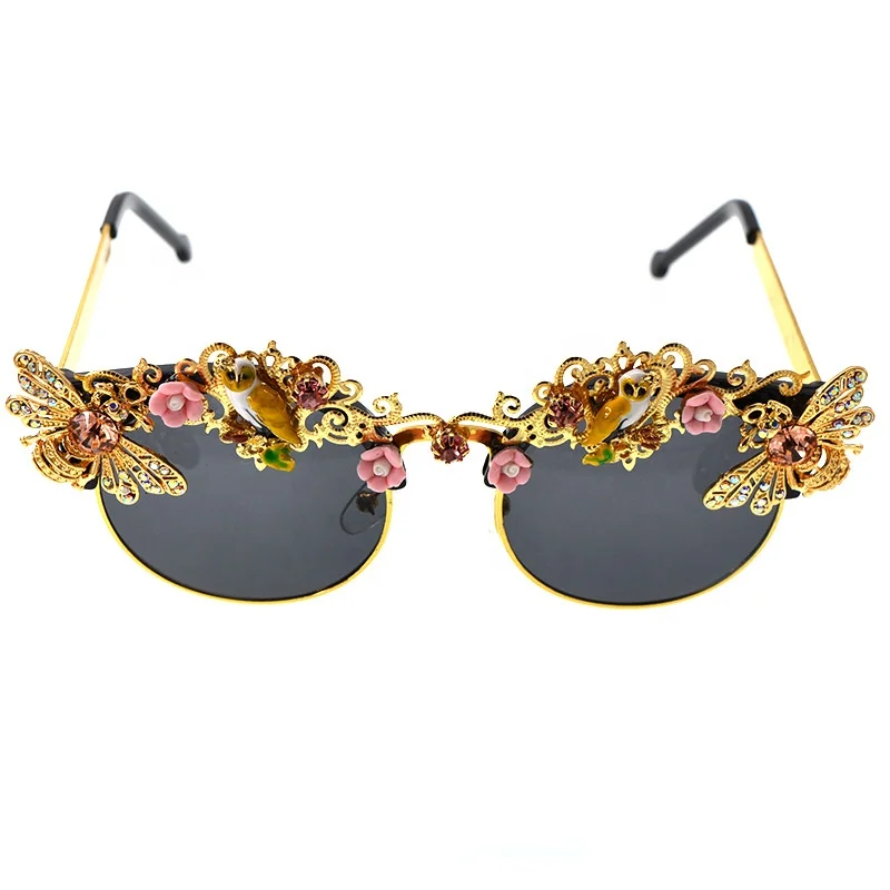 

Baroque crystal luxury fashionable wholesale sun shades sunglasses bee flowers sunglasses, Multi colors