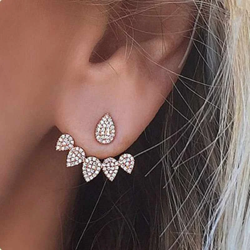 

17KM Crystal Flower Stud Earrings Gold Silver Rhinestones Earrings Gift for Party women fashion jewelry