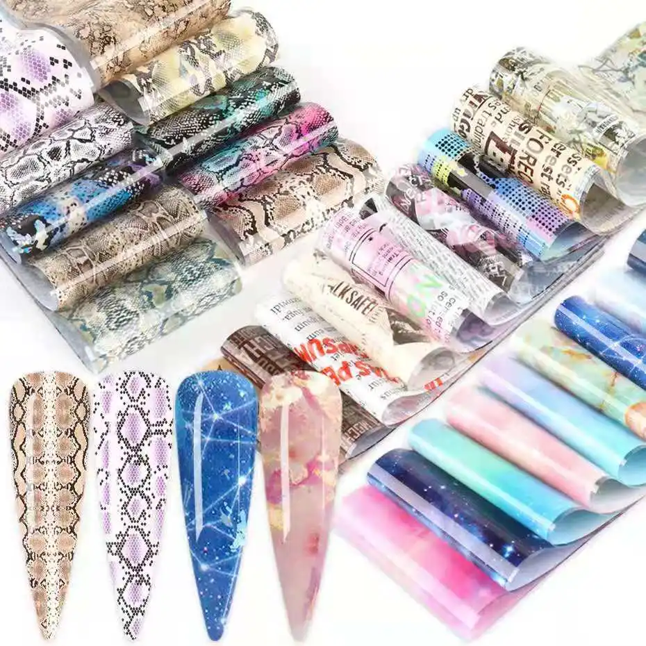 

50pcs Holographic Laser Starry Sky Nail Stickers Colorful Nail Art Foil Butterfly Transfer Sticker, Customers' requirements