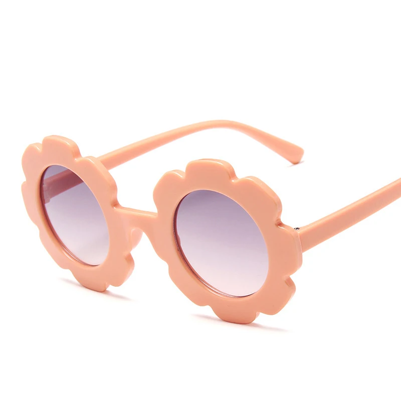 

New sunflower cute comfortable colorful round plastic frame flower petal anti-UV400 custom logo sunglasses for kids, As the picture shows