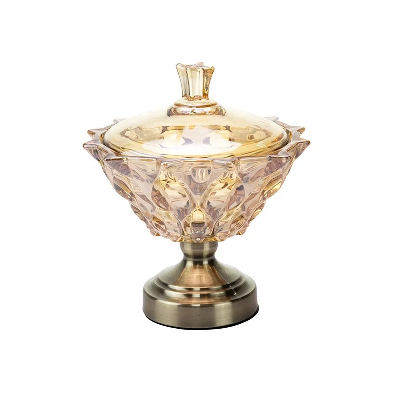 

European Small Round Unique Artistic Gold Jam Clear Glass Jar
