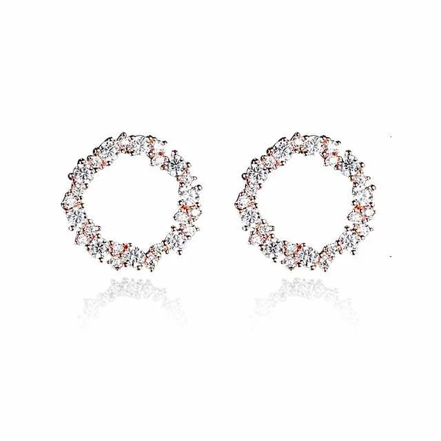 

Korean Fashion Luxury Style Rose Gold Round Party Stud Earrings for Women