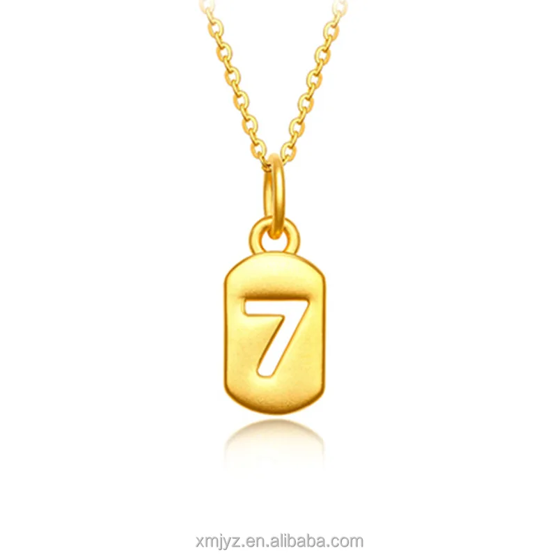 

Certified 999 Pure Gold Beloved Wife 7-Character Pendant 3D Hard Gold Lucky Number 7 Gold Necklace Pendant Tanabata Gift