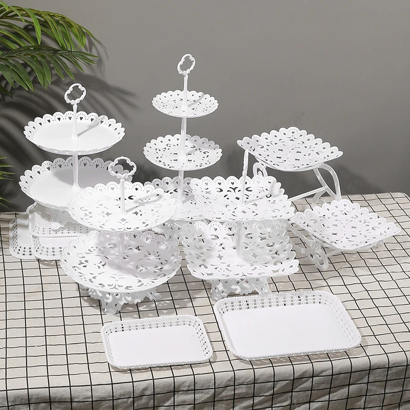 

Multi-layer Cake Stand Dessert Cupcake Holder Fruits Snack Metal Serving Platter for Wedding Birthday Party Festival Cake Tool