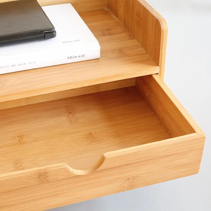 Bamboo Wood Shelf Organizer For Desk With Drawers Mini Desk Storage For Office Buy 100 2486