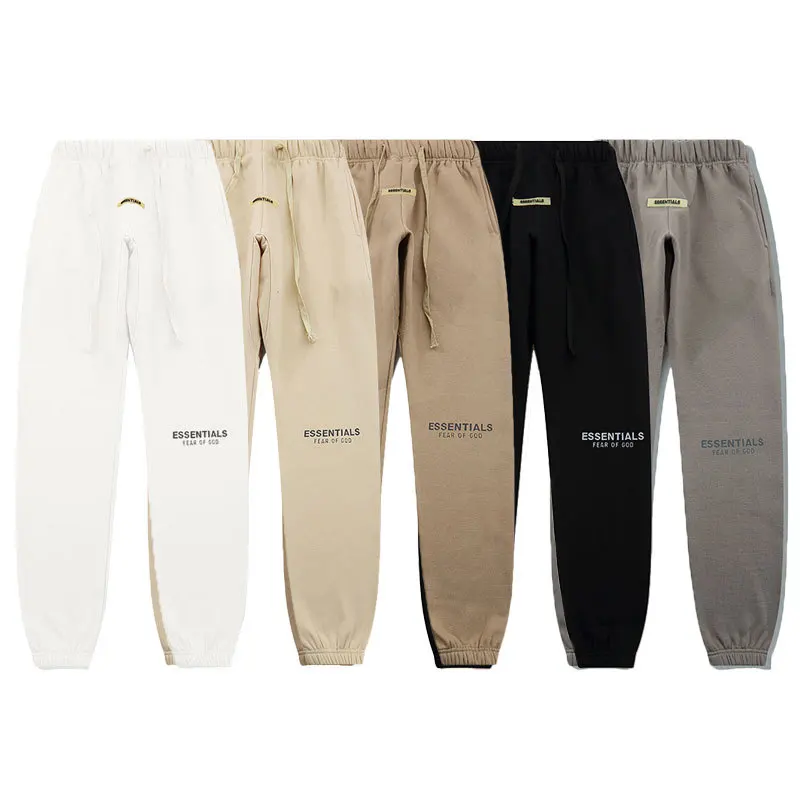

Heavyweight cotton Fear of God Essentials sweat pants track Joggers Trouser Logo Reflective Printed Casual Sweatpants Men
