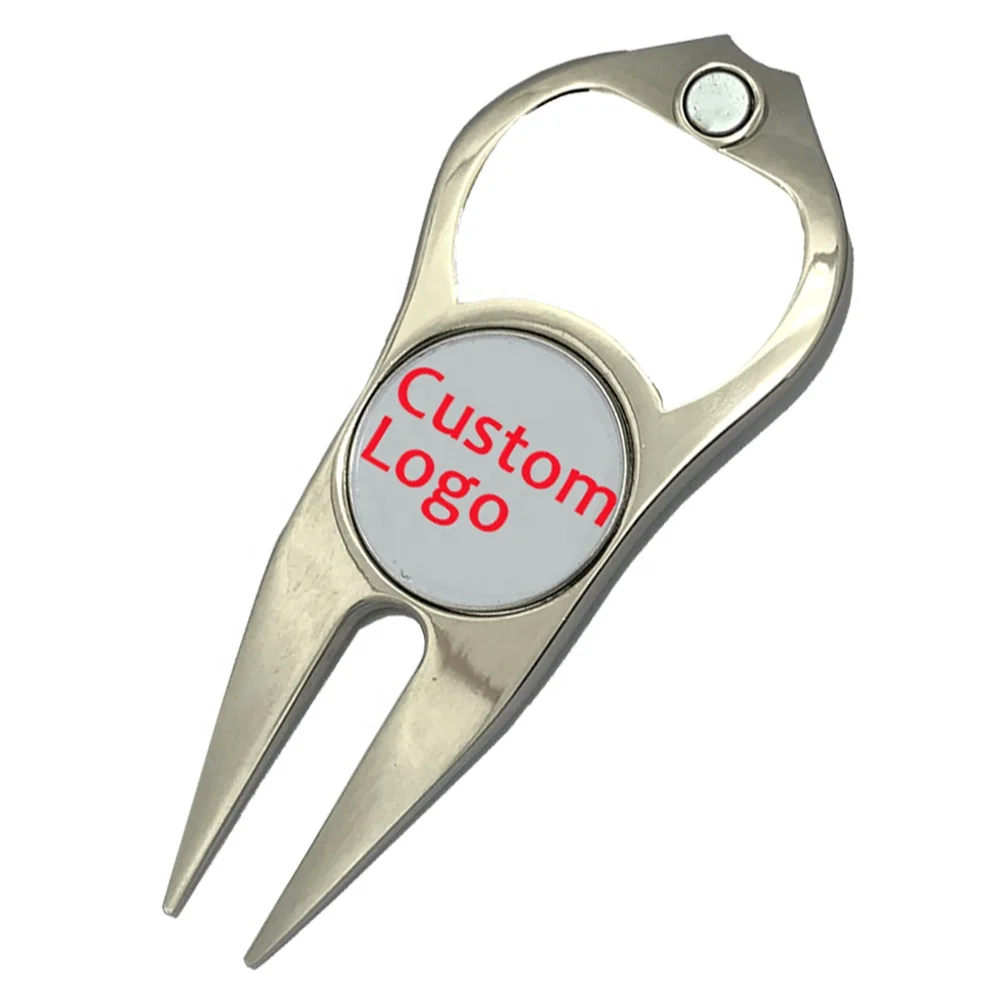 

2021 Best selling golf divot tool metal custom opener divot tool custom golf, Silver/ antique brass/customized