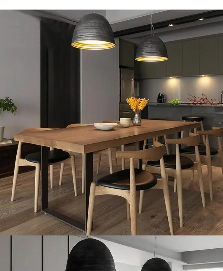 Modern luxury modern simple style metal frame wooden dining table and chairs for living room furniture dining room