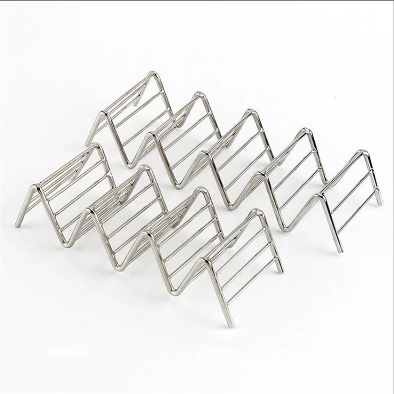 

Stainless Steel Taco Rack Holder Pancake Bread Hot Dog Mexican Food Crepes Rack Kitchen Tools Bar Restaurant Food Display, Silver