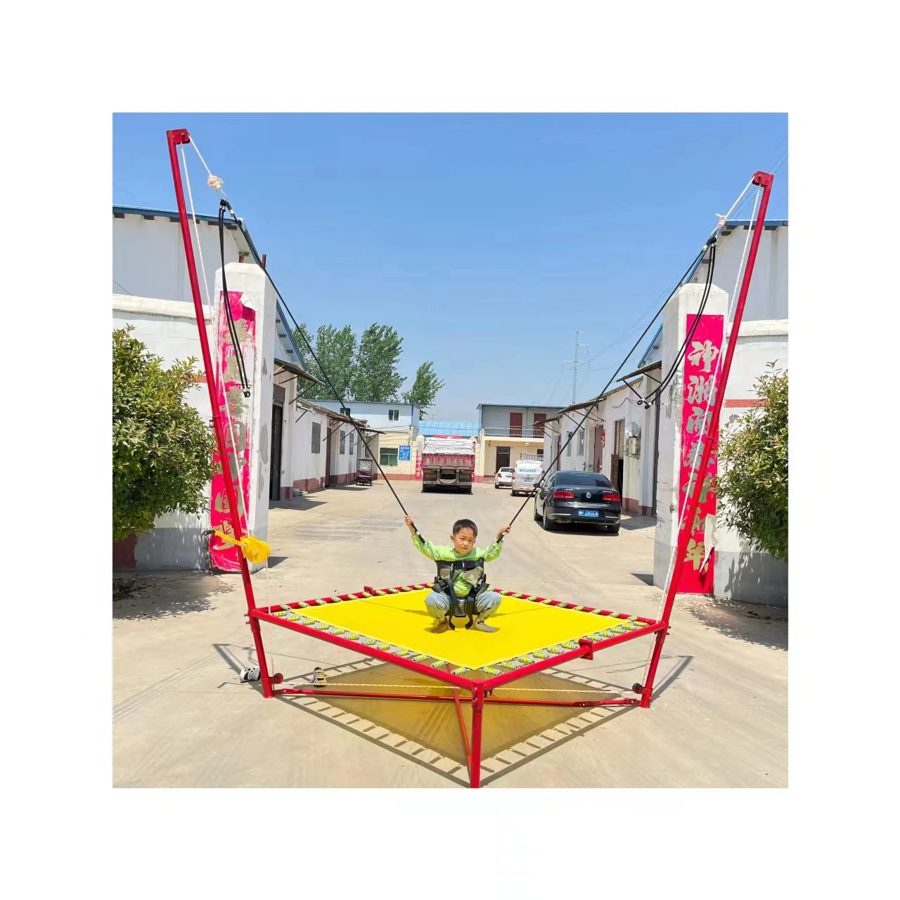 Hot Sale Commercial Hand Pull Bungee Trampoline for Indoor and Outdoor Use for One Person Trampoline Park
