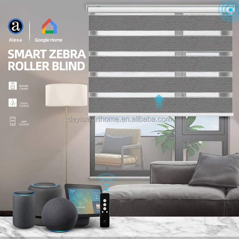 

Deyi Smart wifi control motorized zebra roller window blinds Shades, Customized color