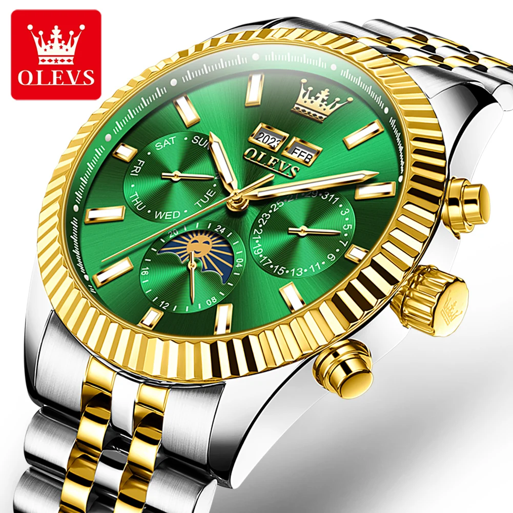 

OLEVS 6688 Multifunctional Mens Mechanical Watch Stainless Steel Chronograph Watch Orologio Luminous Watch men