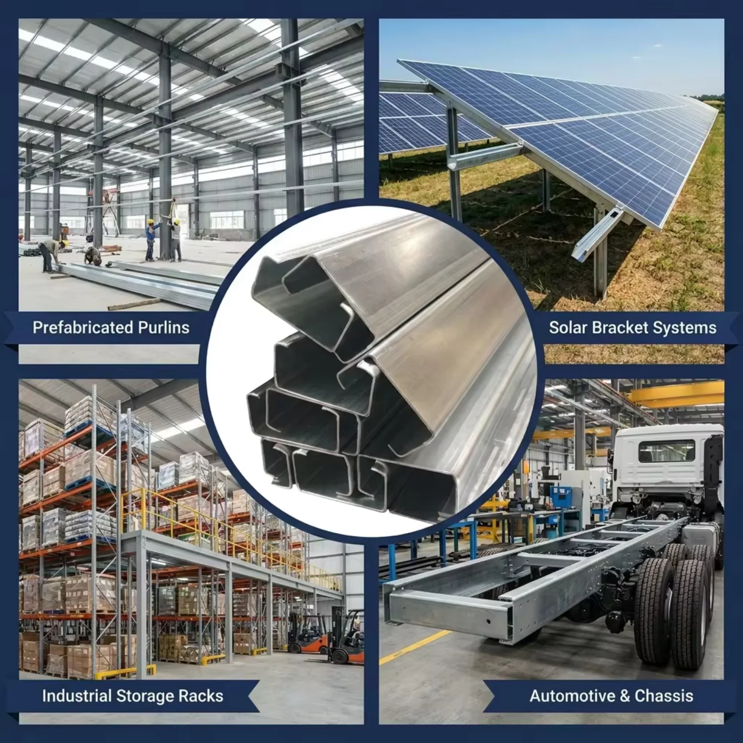 Astm A36 Ss400 S275jr Metal Galvanized Steel 40*40mm c Shaped Steel Channels Purlin Prices List