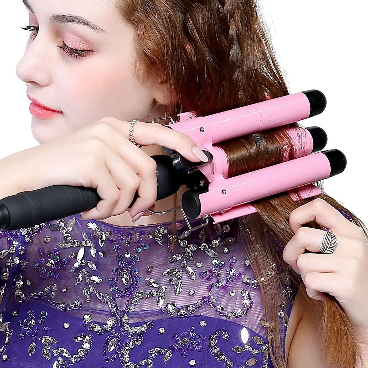 

Home Use New Three Barrel Ceramic Ionic Big Wave Curler Automatic Lcd Curling Iron With Triple Barrel Hair Waver Hair Curler