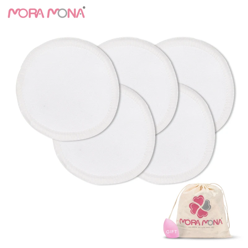 

Mora Mona 5 pcs set Factory Directly Wholesale Round Face Bamboo Washable Reusable Remover Pads Bamboo Make Up Remover Pads