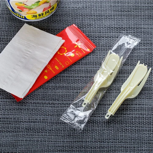 

Hot selling long handle food grade custom Plastic disposable foldable forks utensils folding plastic fork