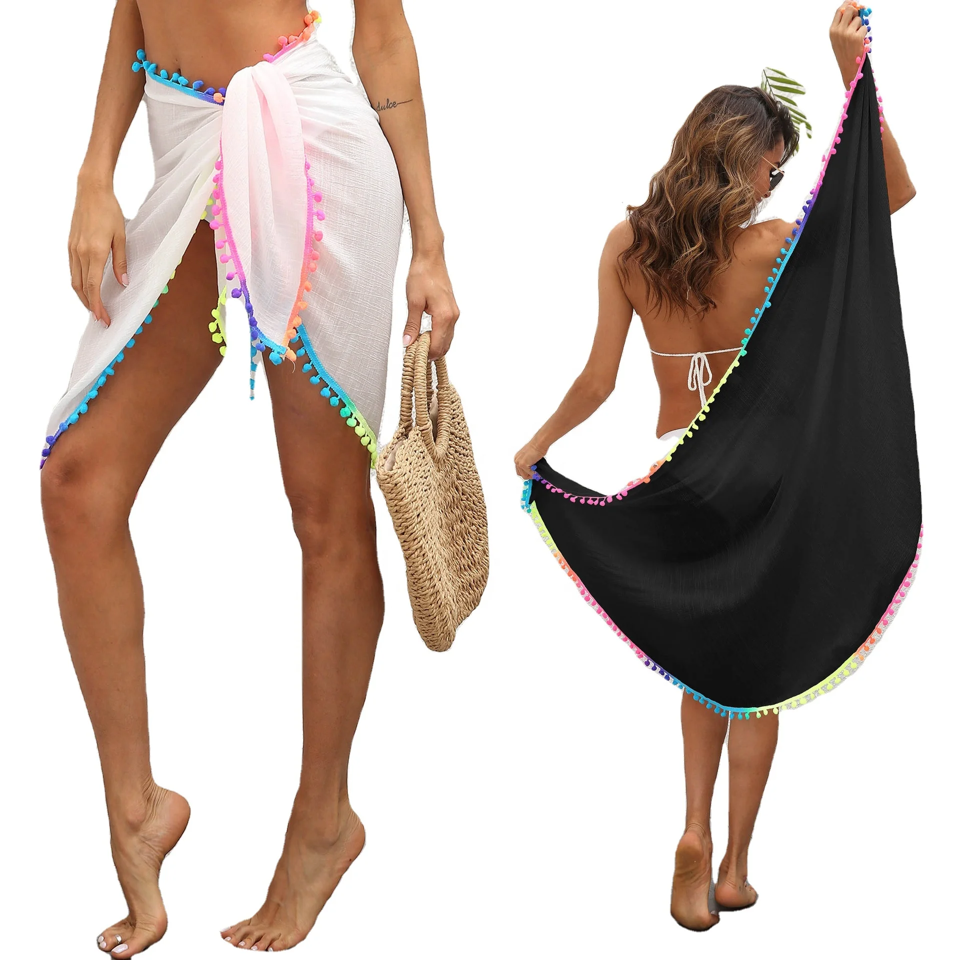

Womens Colorful tassel dress one-piece beach stitching irregular skirt skirt, Refer to the picture