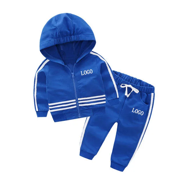 

Custom logo boys and girls autumn stripes two-piece sports baby new sportswear hooded zipper jacket children's sweater suit, Blue, red, orange, dark blue, gray