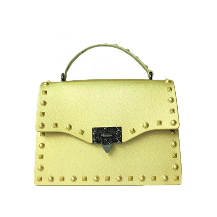 

XP1045 New fashion trend frosted matte color messenger shoulder hand bags pvc jelly bag rivet handbag