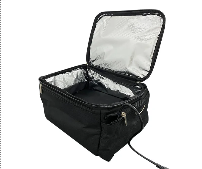 

067 Kitchen Electric Slow For Meals Office insulated Bags Travel Portable Cooker Oven 12V Box Car Warmer Food Lunch Heat Bag, Blue and black