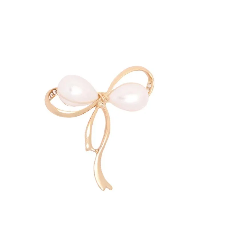 

Bowknot Gold Fashion Jewelry Pearl Brooch for Women Gift Wedding Party
