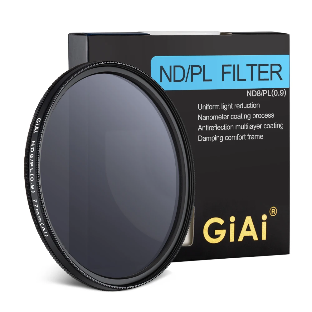 

GiAi 3 stop light reduction 77mm ND8 and CPL filter 2in1 Camera ND filter