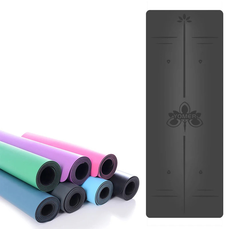 

PVC Rubber body line large pu yoga mat can be customized-printed pattern OEM sweat-absorbent non-slip fitness, Black, customized