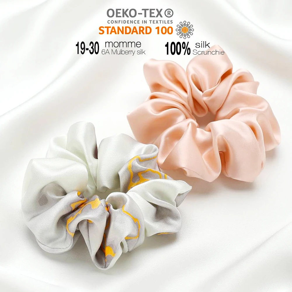 

Pure Silk Scrunchie 100% Silk Scrunchies For Women Colorful Soft Satin Silk Hair Ties