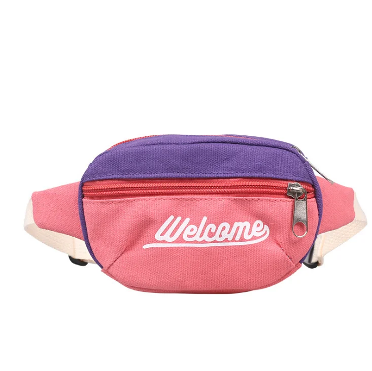 

Mini Cute Fashion Canvas Waist Fanny Pack Chest Bag Travel Purse for Kids, As pic