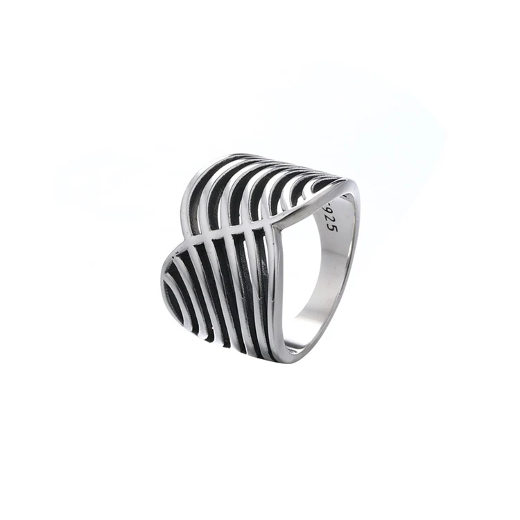 

S925 sterling silver cross-line ring retro ladies spiral ring jewelry, one piece of accessories, Picture shows