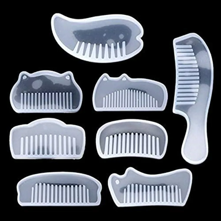 

Amazon Hot Sale 8 Packs Resin Silicone Comb Molds DIY Casting Mold Epoxy Resin Molds GJMJ037, Transparent white