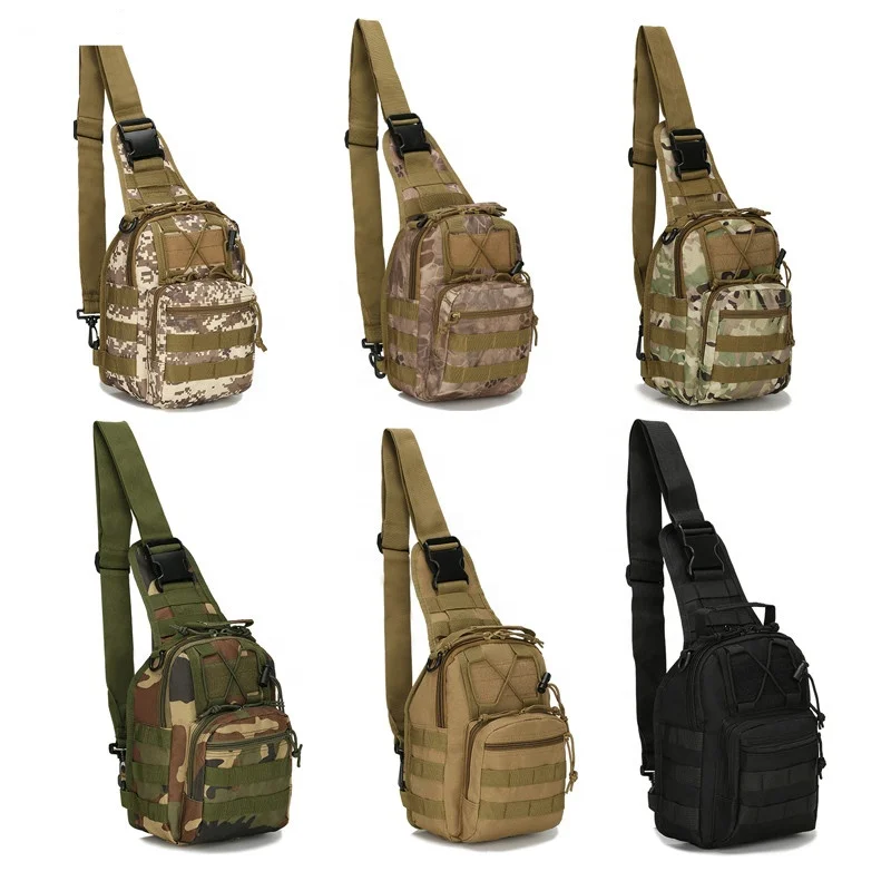 

Survival gear bundle molle tactical military travel utility one shoulder bag hiking small tactical sling backpack